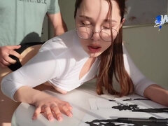 Amateur, Mamada, Polla, Gafas, Sexo duro, Ruso, Afeitado, Flaco