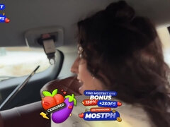 Grote lul, Auto, Dichtbij, Sperma shot, Sperma in gezicht, Buiten, Realiteit, Russisch