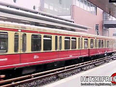 Allemand, Hd, Mamelons, De plein air, Piercing, Public, Tatouage, Train