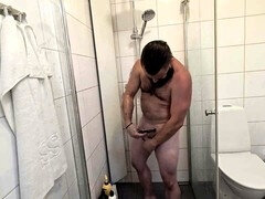 Leie, Bad, Grosser schwanz, Papi, Schwul, Nackt, Dusche, Solo