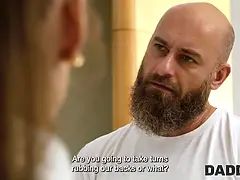 アナル, 茶髪の, 浮気者, 爸, マッサージ, ティーン, ティーンアナル, オッパイの