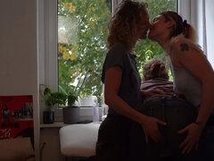 Threesome with European girls and one hung fellow