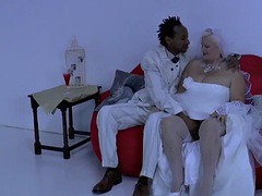 Mature bride fucks BBC at her interracial wedding