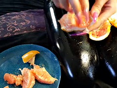 Creepy Halloween video. Sweet nasty. Food fetish, foot fetish