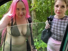 Blondine, Blasen, Auto, Handjob, Hd, Im freien, Öffentlich, Ablutschen