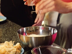 Francys Belle's Wild Kitchen Threesome Ignites Wild Heat