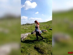 Tetas grandes, Británico, Tetona, Maduro, Desnudo, Público, Pelirrojo, Tetas