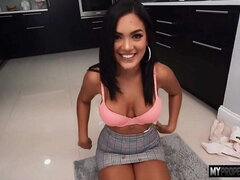 Alina Belle Fucks Tenant in Kitchen - Big Tits Blowjob & Cum Swallow