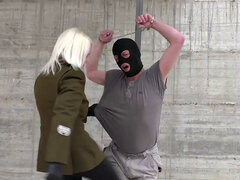 MILF CFNM mistresses get kinky with ballbusting in uniform & boots