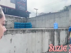 Suzie Slut Public Gas Station Fuck - No Panties Dress Blowjob & Doggystyle BBC