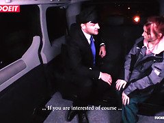 Matt Ice bangs petite redhead teen in tight cab driver's pussy