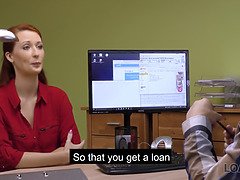 Euro MILF gets a loan for cash & sucks the manager's big cock in the office