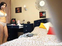 Chambre à dormir, Brunette brune, Femelle, Petite amie, Hd, Nue  à poil, Cheveux courts, Webcam
