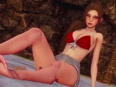 Cul à la bouche, Plage, Sucer une bite, Éjaculer dans la bouche