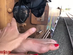 デカチン, イく瞬間, 足, フェティッシュ, 足フェチ, ハードコア, キス, トレイン