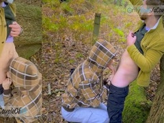 Outdoor adventure: Uncut boys give each other blowjobs in the wild