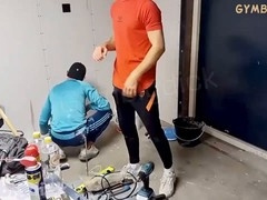 Two Asian construction workers enjoy outdoor fucking session