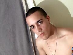 Petite twink takes his underwear off to stroke himself solo