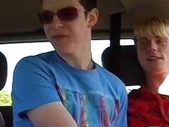 Twinks hardcore threesome van pounding