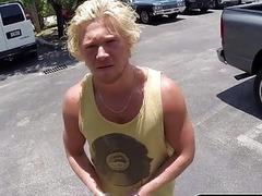 Blonde surfer is take advantage of when he needs cash