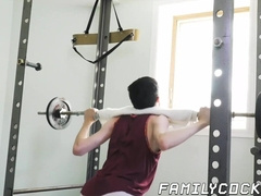 Skinny stepson sucks his stepdads big cock before raw sex