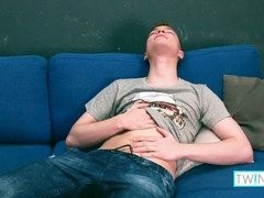 Horny brunette Adam Holub strokes his big cock until he cums!