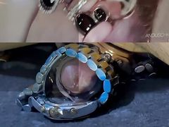 Wristwatch fetish, gold fetish, metal MK wristwatch.