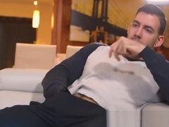 Handsome muscular stud jerking off his big thick cock