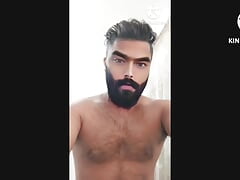 Indian Gym Trainer Showing his Hairy body bulge big cock and big ass in video call Underwear