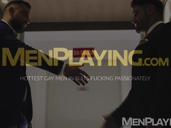 Beefy suited hunks Beau Butler and Sir Peter ravenously bareback