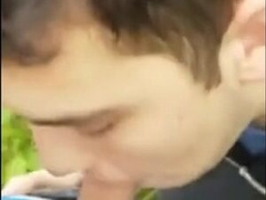 Twink sucking cock in the park and getting the cum 7