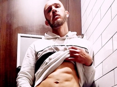 Masturbating the man meat in public toilets