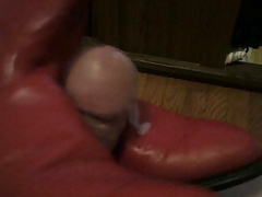 Quick cum on Red Thrift store Western Boots