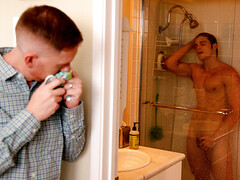 Horny boy lets stepdad enjoy his ass in a restless family play