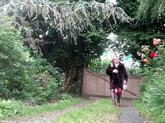 In outfit with a little dress with flowers and a coat for an evening