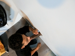 Black dude tries endless BBC through the glory hole ahead of riding it