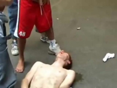 Sneakers studs trample on a willing twink.