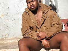Wanking outside in the compound