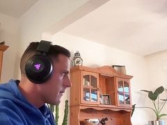 Cute german boy jerks off before playing computer