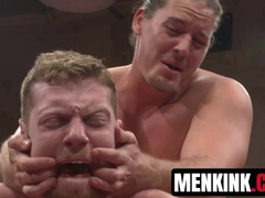 Kip Johnson shoving long dildo into Cass Boltons butt before anal fucking him