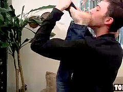 Foot loving dudes start off with some mouth-watering knob throating