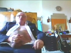 Suited Grandpa Cum On His Pants 4