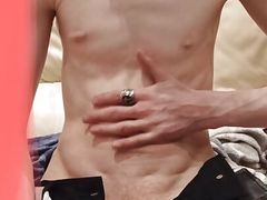 Hung Bi Lad Strip Tease and Stops While Rock Hard Cock Stuff and Shoots Creamy Load