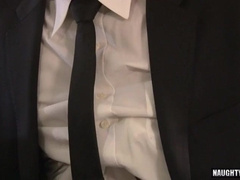 Watch this big-dicked dude give a sloppy blowjob and cum hard