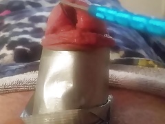 Mistress Rachel Tortures subs modified cock hole.
