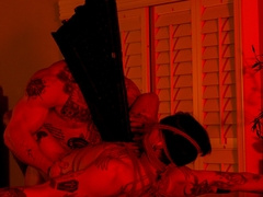 Hot Silent Hill-inspired BDSM scene with cuckolding