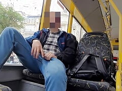 Super hot risky jerk in public bus