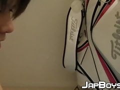 Young Japanese spreads his ass before stroking himself solo
