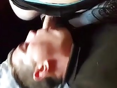 UK truck driver sucks local straight lad