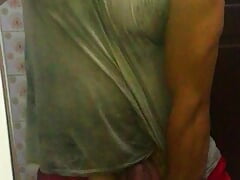 Pink head white cock in the gym bathroom